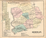 1872 Map of German Township Fayette County PA Masontown