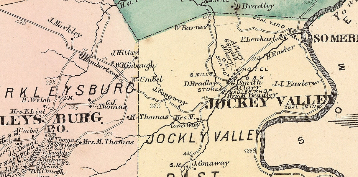 1872 Map of Henry Clay Township Fayette County PA Springfield