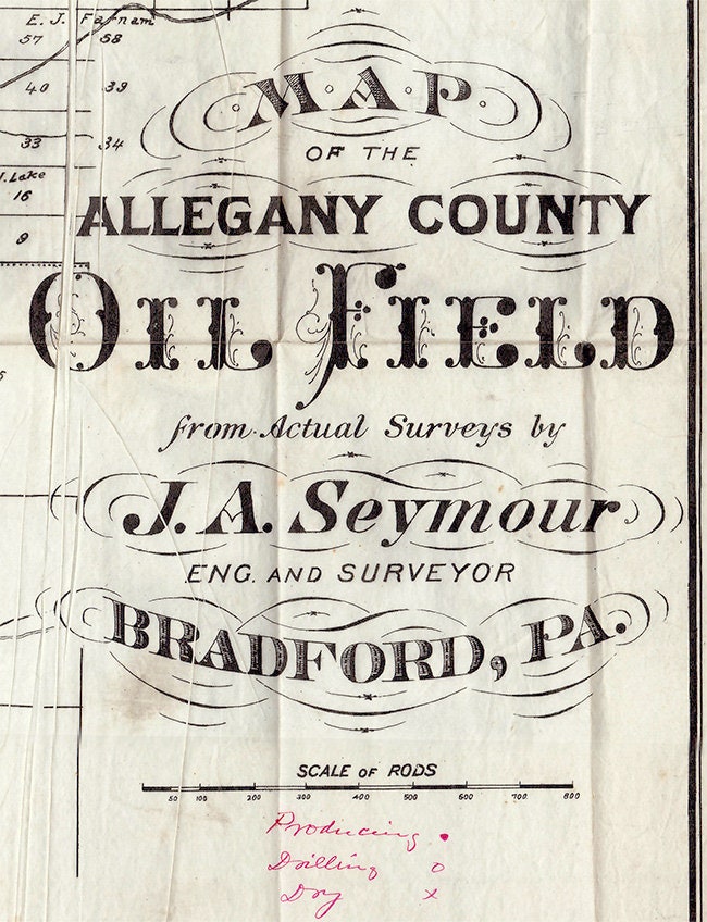 1870 Map of The Allegany County New York Oil Field