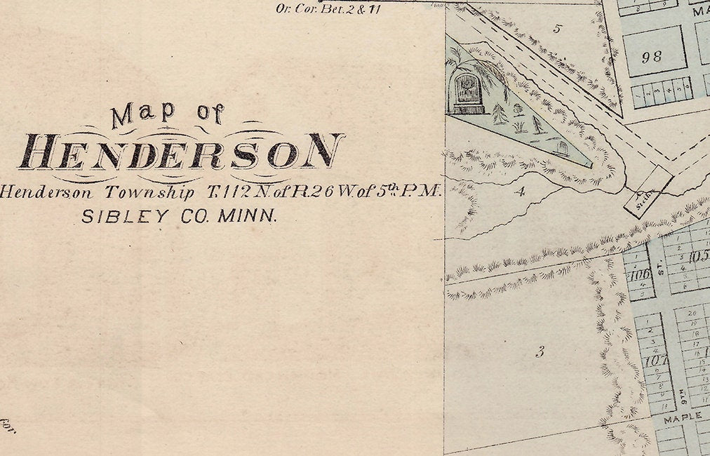 1874 Map of Glencoe & Henderson Minnesota