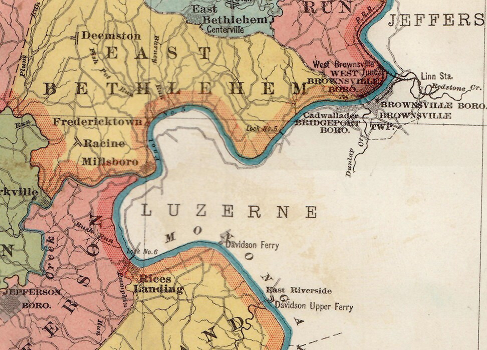 1899 Map of Greene and Washington County PA