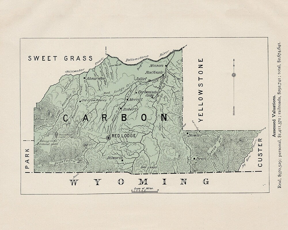 1900 Map of Carbon County Montana