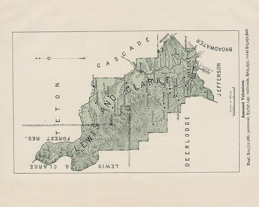 1900 Map of Lewis and Clarke County Montana