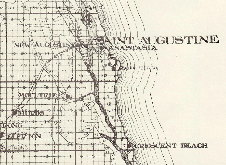 1914 Map of Saint Johns County Florida Saint Augustine