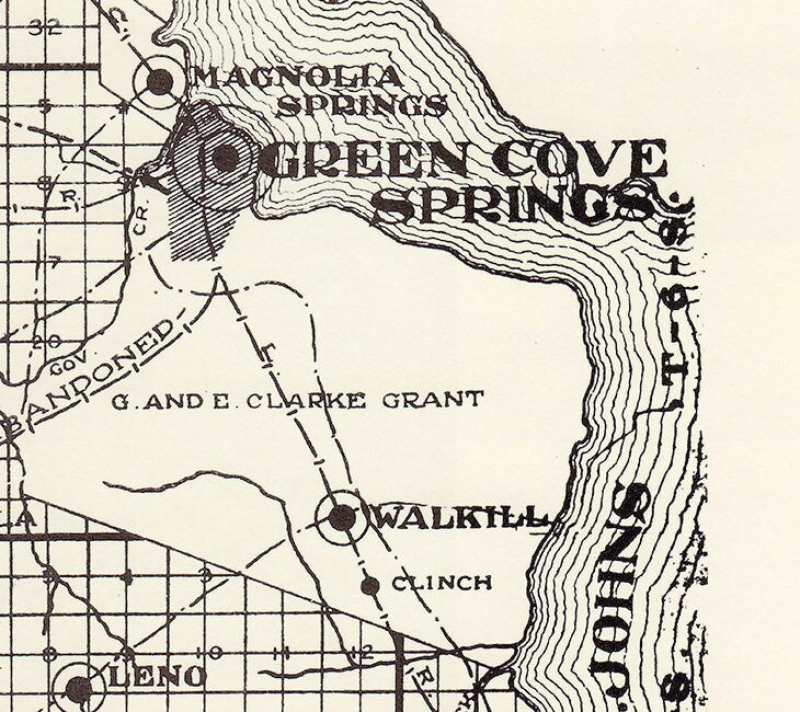 1914 Map of Clay County Florida Green Cove Springs