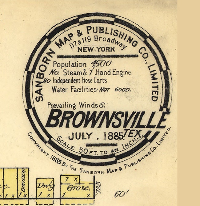 1885 Map of Brownsville Texas