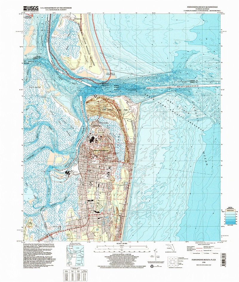 1994 Topo Map of Fernandina Beach Florida