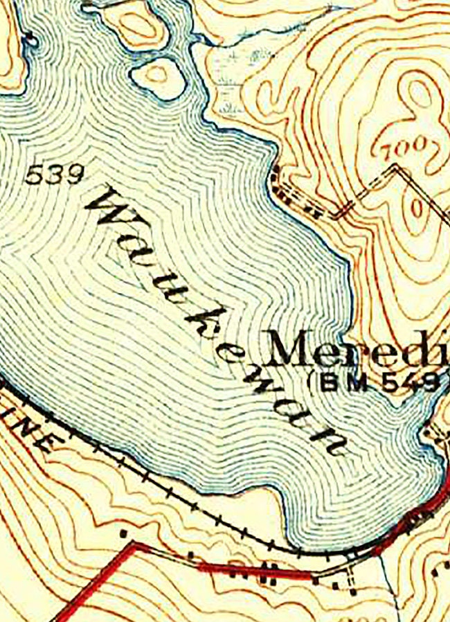 1927 Topo Map of Waukewan Lake New Hampshire