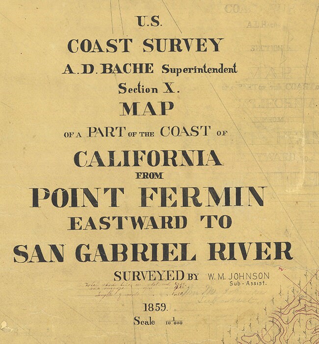 1859 Nautical Map of Point Fermin to San Gabriel River California