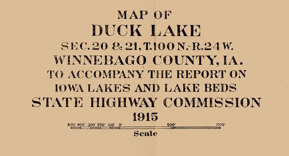 1915 Map of Duck Lake Winnebago County Iowa