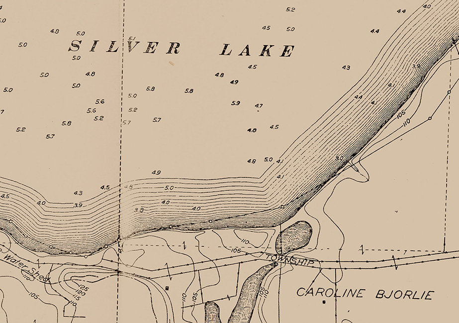 1915 Map of Silver Lake Worth County Iowa