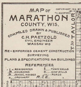 1913 Farm Line Map of Marathon County Wisconsin