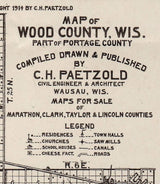 1914 Farm Line Map of Wood County Wisconsin