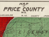 1915 Farm Line Map of Price County Wisconsin