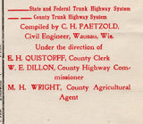 1917 Map of Ashland County Wisconsin Highway System