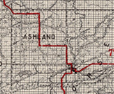 1917 Map of Ashland County Wisconsin Highway System