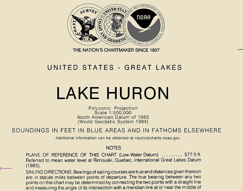 2016 Nautical Map of Lake Huron and Georgian Bay