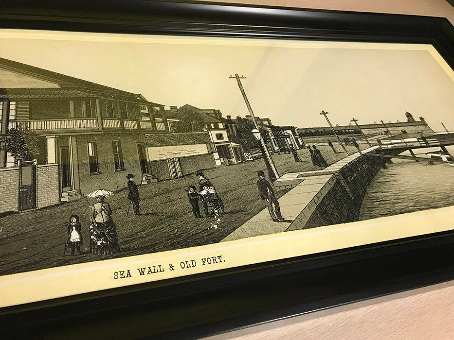 1890s Panoramic Photo of Saint Augustine FL Seawall and Fort