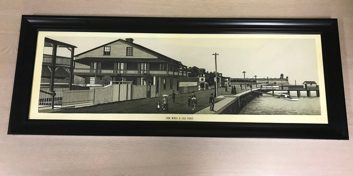 1890s Panoramic Photo of Saint Augustine FL Seawall and Fort
