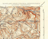 1900 Topo Map of Accident Maryland Quadrangle Deep Creek Lake