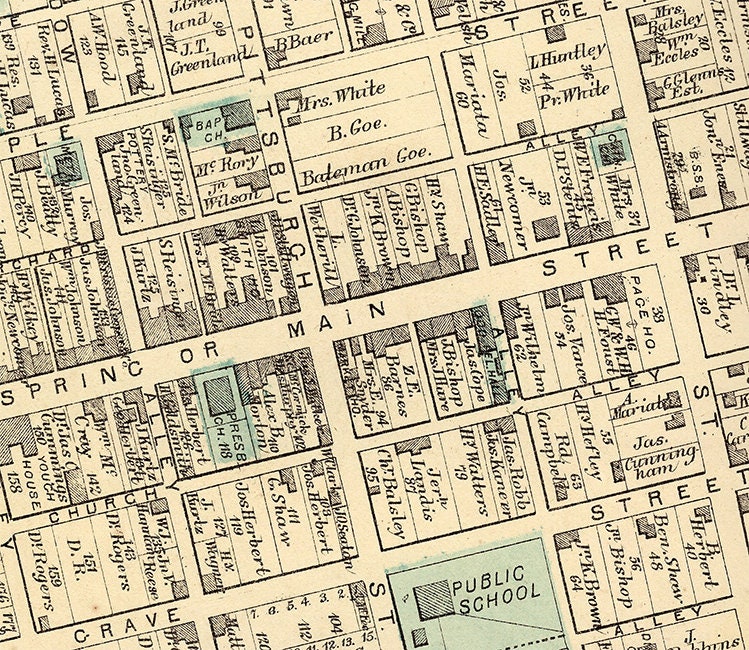 1872 Map of Connellsville Fayette County PA