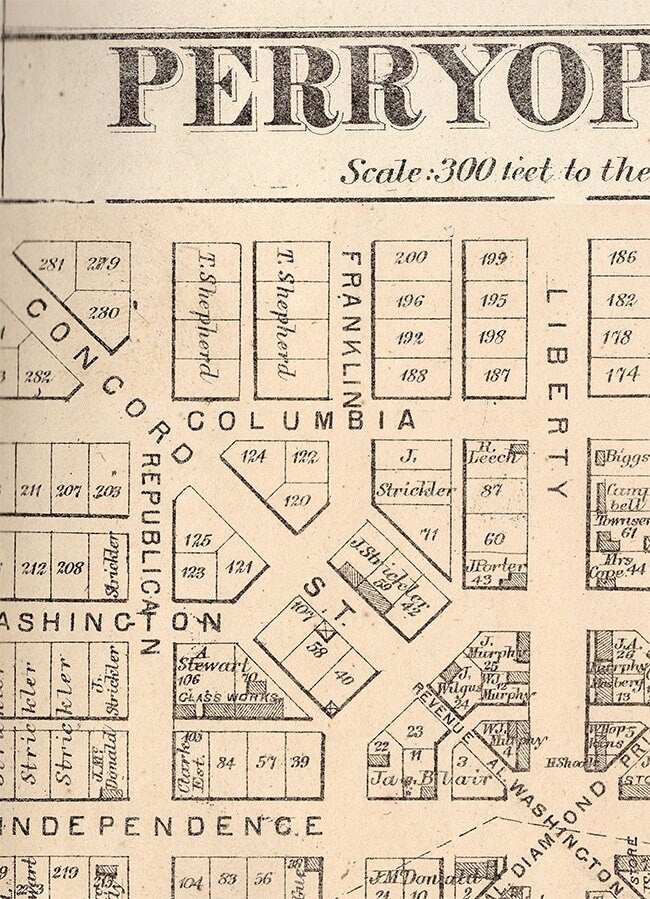 1872 Map of Connellsville Township Fayette County PA