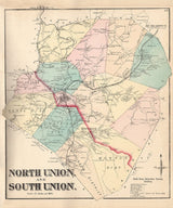 1872 Map of North and South Union Township Fayette County PA