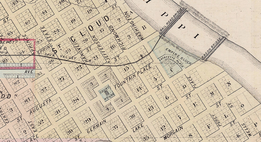 1874 Map of St Cloud Minnesota