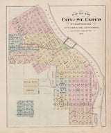 1874 Map of St Cloud Minnesota