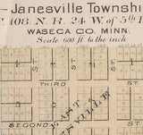 1874 Map of Waseca Wilton Janesville Minnesota