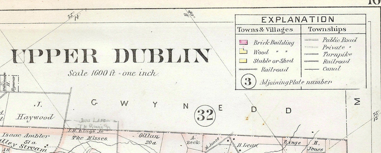 1893 Upper Dublin Township Map Montgomery County PA