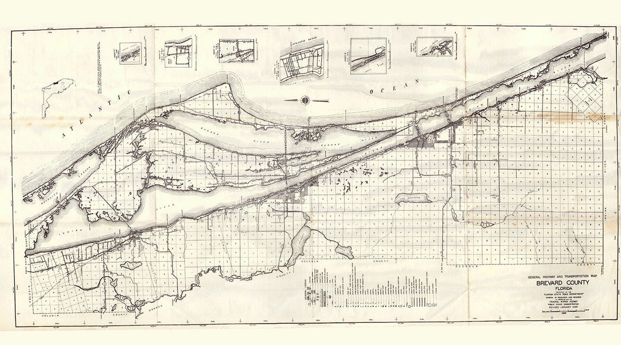 1954 Map of Brevard County Florida