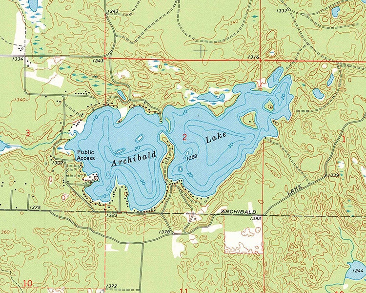 1972 Topo Map of Archibald Lake Wisconsin