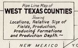 1930 Pipeline Map of West Texas Counties Midland Winkler Mitchell Upton Crockett