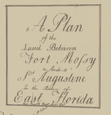 1760 Map of Saint Augustine and land to Fort Mosey