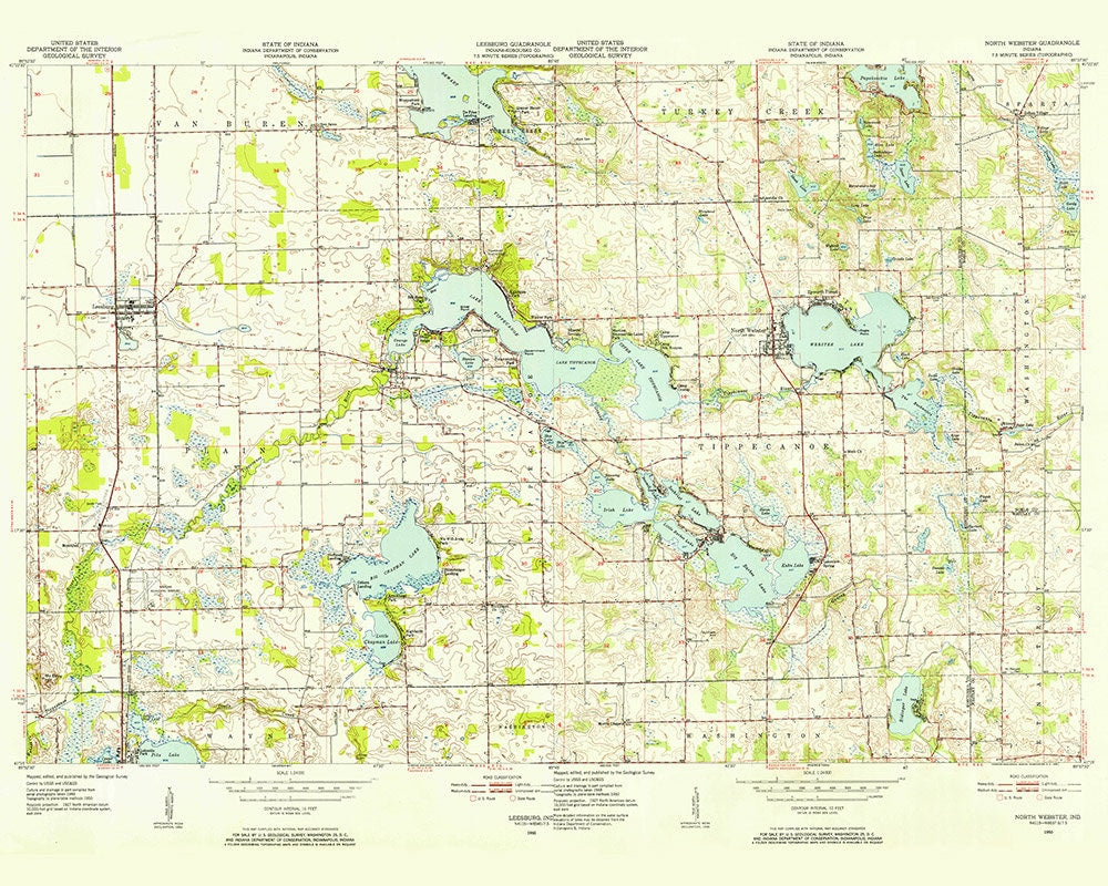 1950 Topo Map of Tippecanoe Lake Indiana