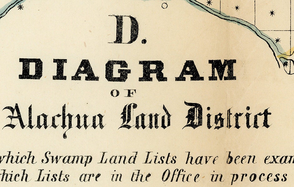 1855 Map of Alachua County Florida Gainesville