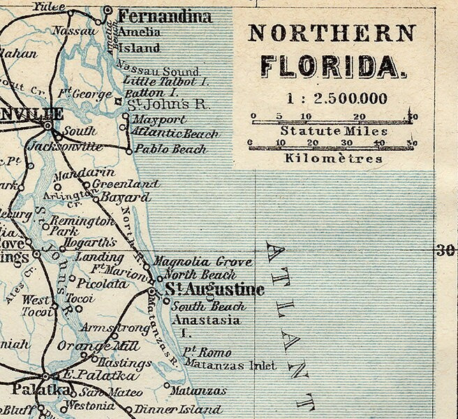 1909 Map of Northern Florida