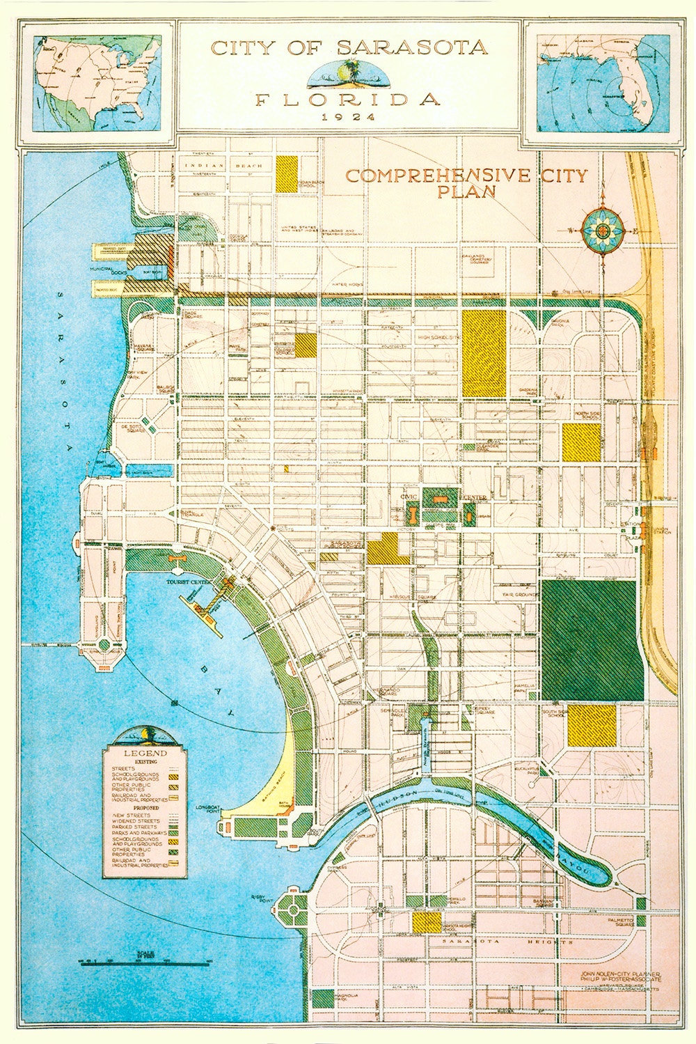1924 Map of Sarasota Florida