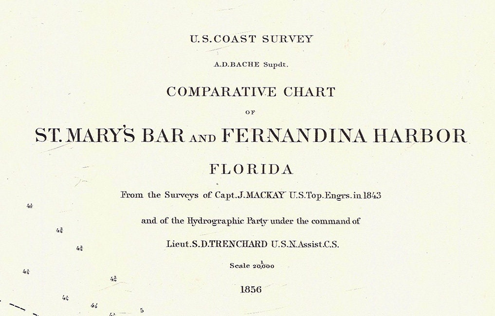 1856 Nautical Map of St Marys Bar and Fernandina Harbor