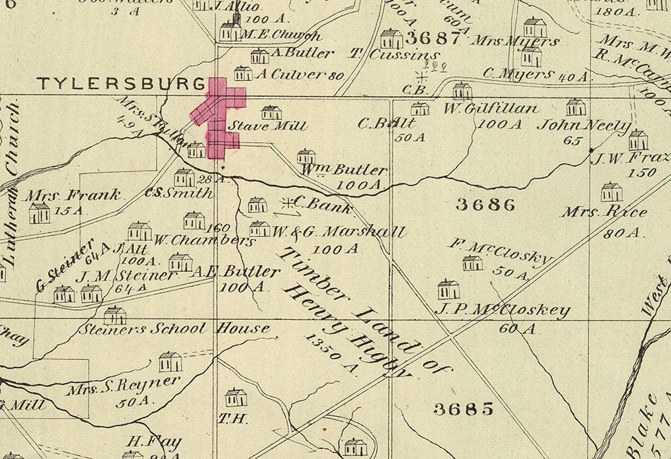 1877 Map of Farmington Township Clarion County Pennsylvania
