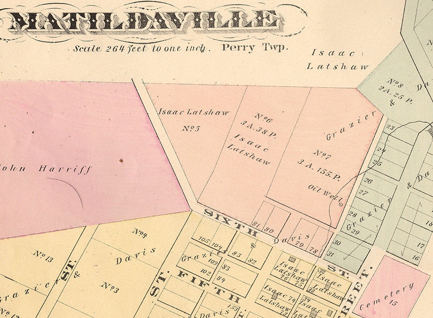 1877 Map of Matildaville Williamsburg Clarion County Pa