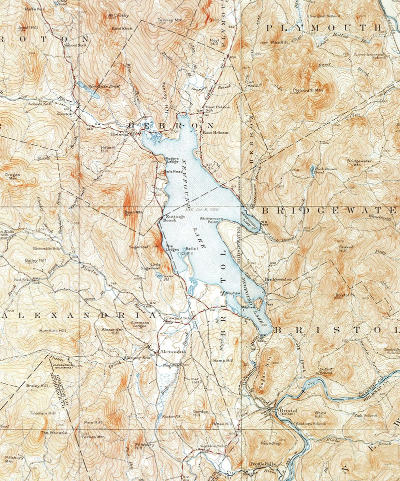 1927 Topo Map of New Found Lake New Hampshire