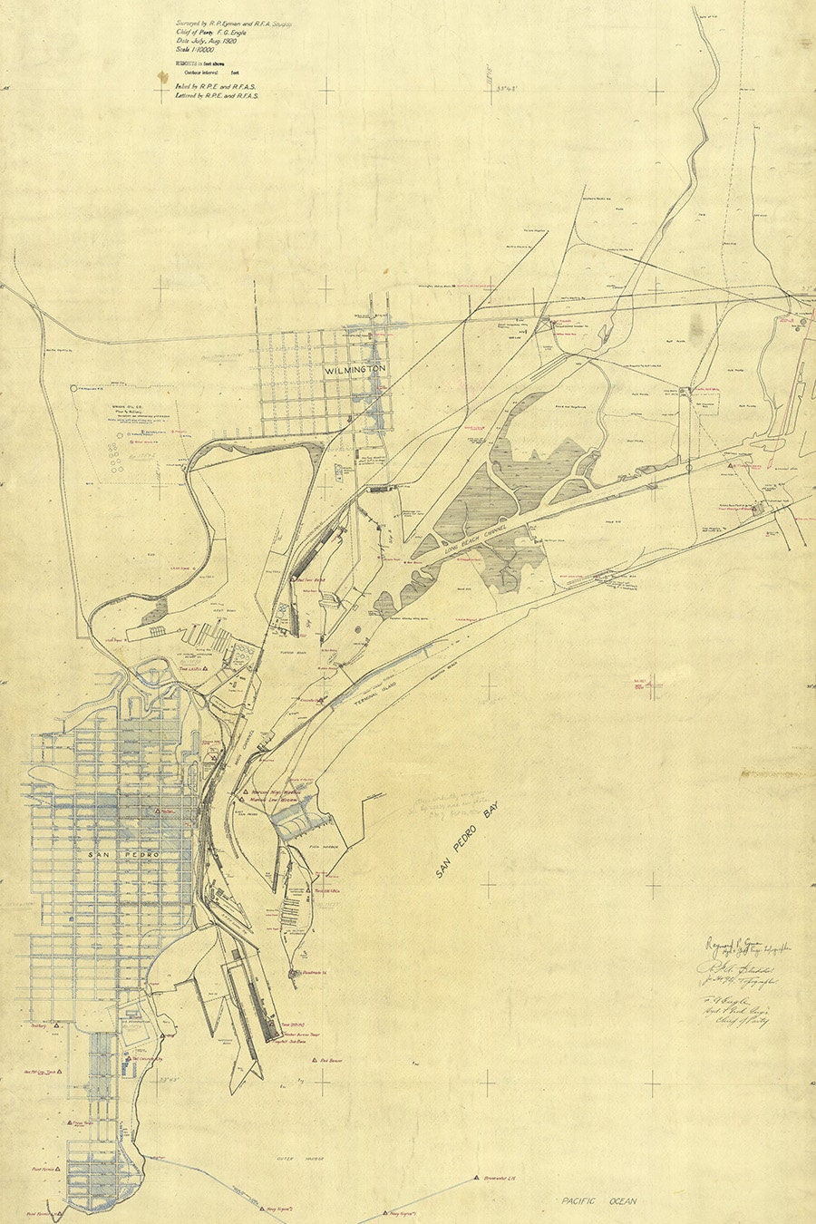 1920 Nautical Map of West Long Beach California