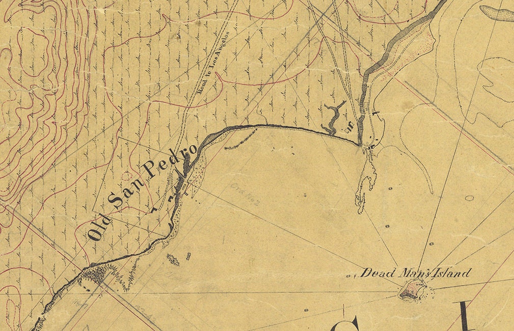 1859 Nautical Map of Point Fermin to San Gabriel River California