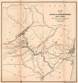 1867 Map of Lehigh & Wyoming Valley PA Mines Canals and Rail Roads