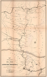 1867 Map of Lehigh & Wyoming Valley PA Mines Canals and Rail Roads