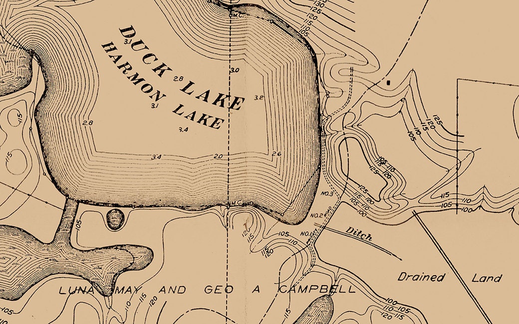 1915 Map of Duck Lake Winnebago County Iowa