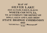 1915 Map of Silver Lake Worth County Iowa