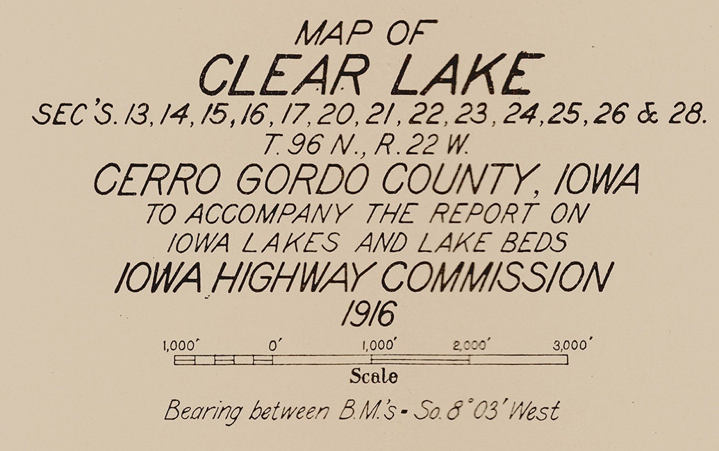 1916 Map of Clear Lake Cerro Gordo County Iowa